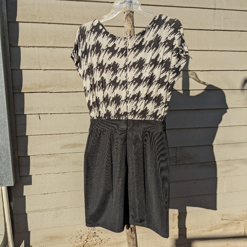 Black and Houndstooth Print Dress